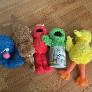 Sesame Street Plush lot of 5 Mixed Brands Stuffed Animal Toys Elmo Vintages